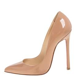 Pre Owned Christian Louboutin Beige Patent Leather So Kate Pointed Toe Pump Size 36