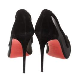 Pre Owned Christian Louboutin Black Suede and Mesh Galativi Pumps Size 40