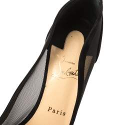 Pre Owned Christian Louboutin Black Suede and Mesh Galativi Pumps Size 40