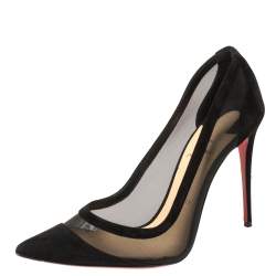 Pre Owned Christian Louboutin Black Suede and Mesh Galativi Pumps Size 40