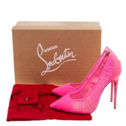 Pre Owned Christian Louboutin Pink Follie Draperia Chiffon Pointed Toe Pumps Size 38