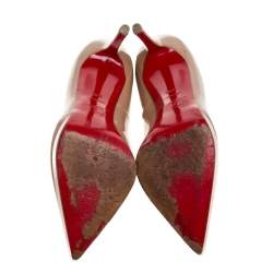 Pre Owned حذاء كعب عالي كريستيان لوبوتان بيغال بلاتو جلد لامع بيج مقاس 39.5