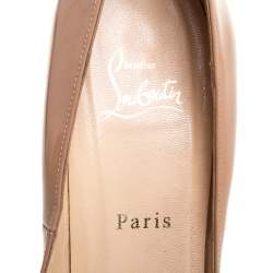 Pre Owned حذاء كعب عالي كريستيان لوبوتان بيغال بلاتو جلد لامع بيج مقاس 39.5