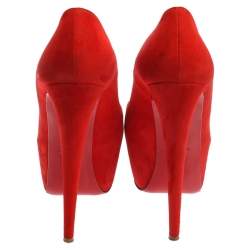 Pre Owned Christian Louboutin Orange Suede Daffodile Pumps Size 40