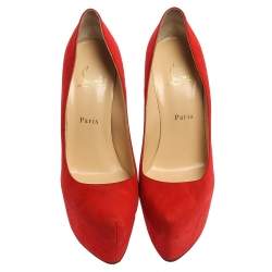 Pre Owned Christian Louboutin Orange Suede Daffodile Pumps Size 40