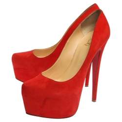 Pre Owned Christian Louboutin Orange Suede Daffodile Pumps Size 40