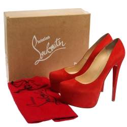 Pre Owned Christian Louboutin Orange Suede Daffodile Pumps Size 40