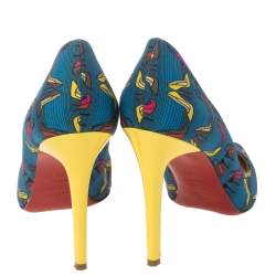 Pre Owned Christian Louboutin Multicolor Printed  Fabric Pigalle Pumps Size 40.5