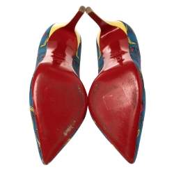 Pre Owned Christian Louboutin Multicolor Printed  Fabric Pigalle Pumps Size 40.5