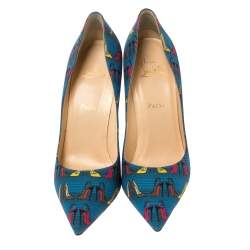 Pre Owned Christian Louboutin Multicolor Printed  Fabric Pigalle Pumps Size 40.5