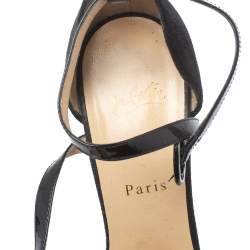 Pre Owned Christian Louboutin Black Canvas La Favorita Platform Sandals Size 38.5