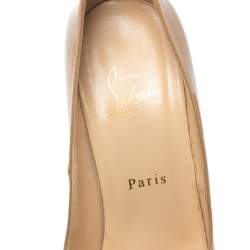 Pre Owned Christian Louboutin Beige Patent Leather Bianca Platform Pumps Size 38