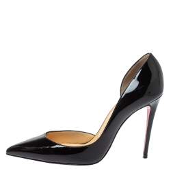 مملوكة مسبقًا Christian Louboutin Black Patent Leather Iriza D'orsay Pumps Size 37.5