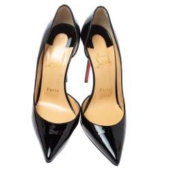 مملوكة مسبقًا Christian Louboutin Black Patent Leather Iriza D'orsay Pumps Size 37.5