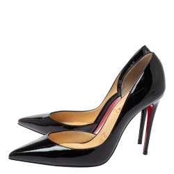 مملوكة مسبقًا Christian Louboutin Black Patent Leather Iriza D'orsay Pumps Size 37.5