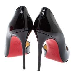 مملوكة مسبقًا Christian Louboutin Black Patent Leather Iriza D'orsay Pumps Size 37.5