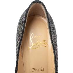 Pre Owned Christian Louboutin Black Glitter Fabric Drapesse 160 Spotlight Pumps Size 38