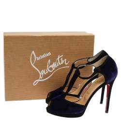 مملوكة مسبقًا Christian Louboutin Purple Velevt Oeooo 120 Peep Toe Sandals Size 38