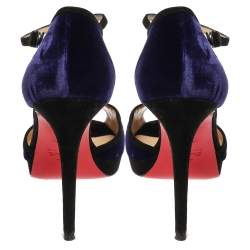 مملوكة مسبقًا Christian Louboutin Purple Velevt Oeooo 120 Peep Toe Sandals Size 38