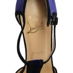 مملوكة مسبقًا Christian Louboutin Purple Velevt Oeooo 120 Peep Toe Sandals Size 38