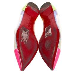 Pre Owned حذاء باليرينا فلات كريستيان لوبوتان كوربو بلاستيك مشمع و جلد متعدد الألوان مقاس 39