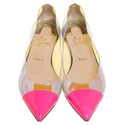 Pre Owned حذاء باليرينا فلات كريستيان لوبوتان كوربو بلاستيك مشمع و جلد متعدد الألوان مقاس 39