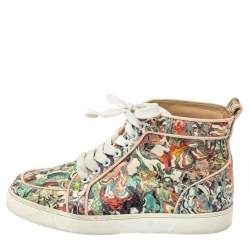 Christian Louboutin Multicolor Python Faience Rantus High Top Sneakers Size 35.5