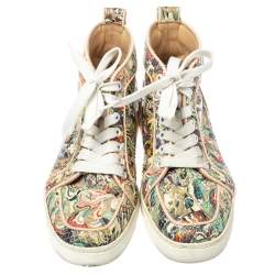 Christian Louboutin Multicolor Python Faience Rantus High Top Sneakers Size 35.5