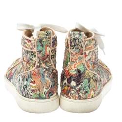 Christian Louboutin Multicolor Python Faience Rantus High Top Sneakers Size 35.5