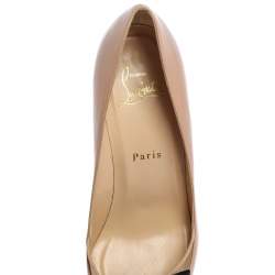 Pre Owned Christian Louboutin Beige Leather And Mesh 'Love Me' Bow Pumps Size 38
