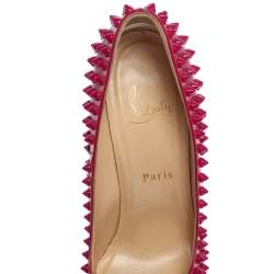 Pre Owned Christian Louboutin Magenta Patent Leather Pigalle Spikes Pumps Size 38