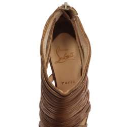 Pre Owned Christian Louboutin Metallic Bronze Leather Tinazata Cutout Sandals Size 38.5