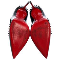 Pre Owned Christian Louboutin Black Patent Leather Anjalina Pointed Toe Pumps Size 37