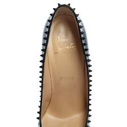 Pre Owned Christian Louboutin Black Patent Leather Anjalina Pointed Toe Pumps Size 37