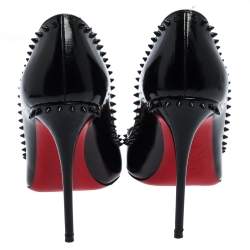 Pre Owned Christian Louboutin Black Patent Leather Anjalina Pointed Toe Pumps Size 37