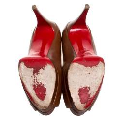 Pre Owned Christian Louboutin Brown Leather New Prive Platform Pumps Size 40