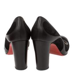 Pre Owned Christian Louboutin Black Leather and Suede Marple St 85 Pumps Size 40                        