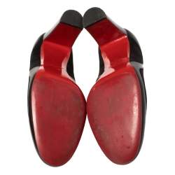 Pre Owned Christian Louboutin Black Leather and Suede Marple St 85 Pumps Size 40                        