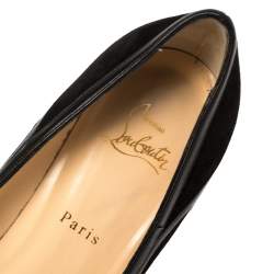 Pre Owned Christian Louboutin Black Leather and Suede Marple St 85 Pumps Size 40                        