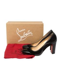 Pre Owned Christian Louboutin Black Leather and Suede Marple St 85 Pumps Size 40                        