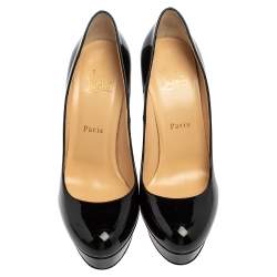 Pre Owned Christian Louboutin Black Patent Leather Bianca Platform Pumps Size 39