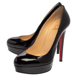 Pre Owned Christian Louboutin Black Patent Leather Bianca Platform Pumps Size 39