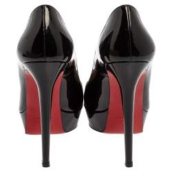 Pre Owned Christian Louboutin Black Patent Leather Bianca Platform Pumps Size 39