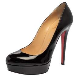 Pre Owned Christian Louboutin Black Patent Leather Bianca Platform Pumps Size 39