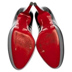 Pre Owned Christian Louboutin Black Patent Leather Bianca Platform Pumps Size 39