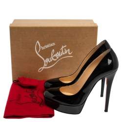 Pre Owned Christian Louboutin Black Patent Leather Bianca Platform Pumps Size 39