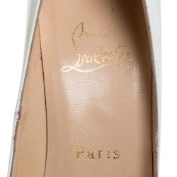 Pre Owned Christian Louboutin White Patent Leather New Prive Platform Peep Toe Pumps Size 36