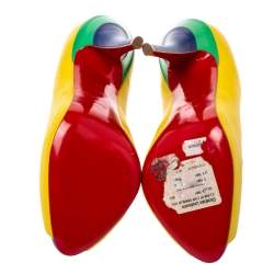 Pre Owned Christian Louboutin Multicolor Leather Peep Toe Pumps Size 39.5