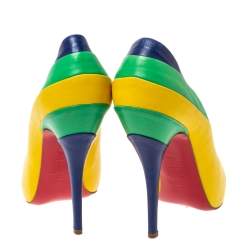 Pre Owned Christian Louboutin Multicolor Leather Peep Toe Pumps Size 39.5