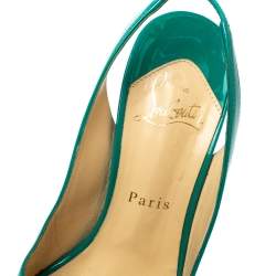 Christian Louboutin Green Patent Leather Slingback Platform Pumps Size 36